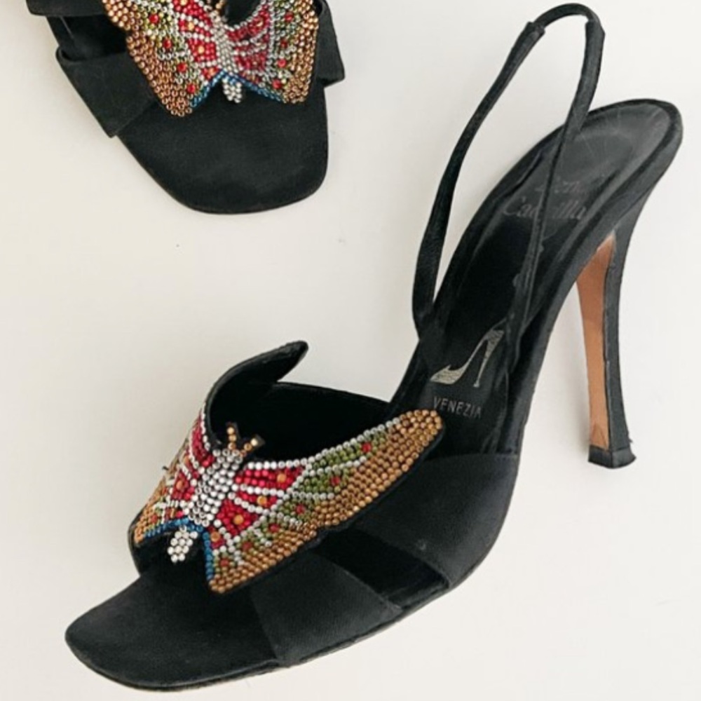 Vintage René Caovilla butterfly slingbacks 36.5
